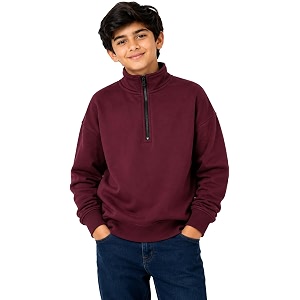 T2F Boys Cotton High Neck Oversized Fit