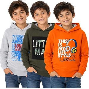 T2F Boys Cotton Hooded Sweatshirt Pack of
