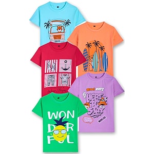T2F Boys Cotton Printed Regular Fit T-Shirt