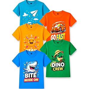 T2F Boys Cotton Regular fit T-Shirts Pack