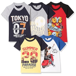 t2f boy39s cotton printed regular fit t-shirtpack of 5