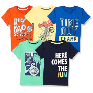 t2f boy39s cotton printed regular fit t-shirtpack of 5