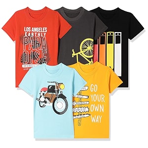 t2f boy39s cotton printed regular fit t-shirtpack of 5
