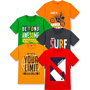 t2f boy39s cotton printed regular fit t-shirtpack of 5