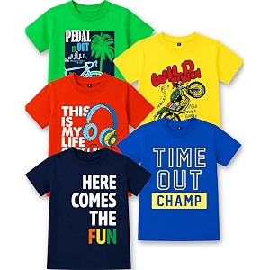 t2f boy39s cotton printed regular fit t-shirtpack of 5