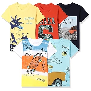 t2f boy39s cotton printed regular fit t-shirtpack of 5
