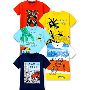 t2f boy39s cotton printed regular fit t-shirtpack of 5