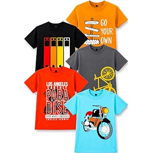 t2f boy39s cotton printed regular fit t-shirtpack of 5
