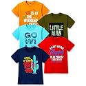 T2F Boy's Cotton Printed Regular Fit T-Shirt(Pack of 5)