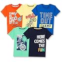 T2F Boy's Cotton Printed Regular Fit T-Shirt(Pack of 5)