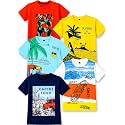 T2F Boy's Cotton Printed Regular Fit T-Shirt(Pack of 5)