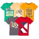 T2F Boy's Cotton Printed Regular Fit T-Shirt(Pack of 5)