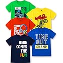T2F Boy's Cotton Printed Regular Fit T-Shirt(Pack of 5)