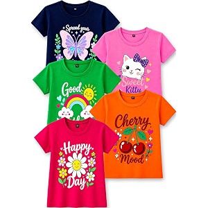 T2F Girls Regular Fit T-Shirt Pack of