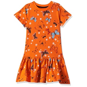 T2F Girls Cotton A-Line Knee-Length Casual Dress