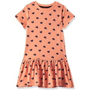 T2F Girls Cotton A-Line Knee-Length Casual Dress
