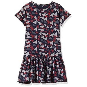 T2F Girls Cotton A-Line Knee-Length Casual Dress
