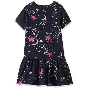 T2F Girls Cotton A-Line Knee-Length Casual Dress