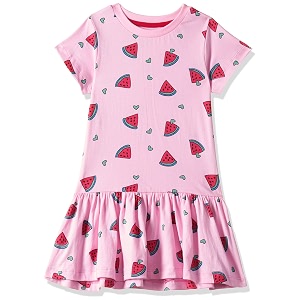 T2F Girls Cotton A-Line Knee-Length Casual Dress