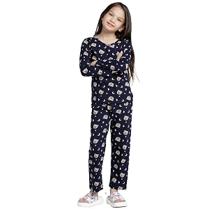 T2F Girls Cotton Printed Pajama Set