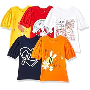 T2F Girls Cotton Printed Regular Fit Puff