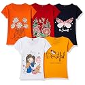 T2F Girls Cotton Printed Regular Fit T-Shirt