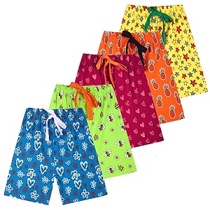 T2F Girls Cotton Printed Shorts Pack of