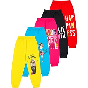 T2F Girls Cotton Regular Fit Printed Track