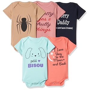 T2F Unisex Baby Rompers Bodysuits Pack of
