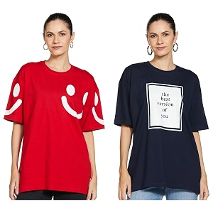 T2F Womens Cotton Regular T-Shirt Pack of