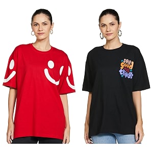 T2F Womens Cotton Regular T-Shirt Pack of