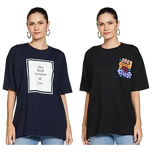 T2F Womens Cotton Regular T-Shirt Pack of