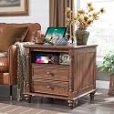 T4TREAM 24" Farmhouse Nightstands with 2 Drawers, Reclaimed Barnwood