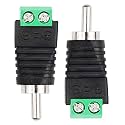 TAAPSEE 2 PIECES RCA to AV Screw Terminal Connector, RCA Cable Audio Adapter, Phono RCA Male Plug screw type solderless wire connector Converter Audio/Video Speaker Wire Adapter