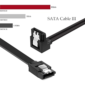 taapsee sata data cable 90 degree right angle sata iii 60 gbps cable black with locking latch 16 inches sata cable pack for hdd ssd cd and dvd drives 1 pack