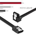 TAAPSEE SATA Data Cable, 90 Degree Right Angle SATA III 6.0 Gbps Cable Black with Locking Latch 16 Inches SATA Cable Pack for HDD, SSD, CD and DVD Drives (1 PACK)