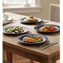 Table & Tale Luxury Porcelain Dinner Plates with Elegant Blue Pattern | Crafted in Sri Lanka | Bone-Ash Free | Scratch and Chip-Resistant | Perfect for gifting | Microwave & Dishwasher Safe | Set of 4