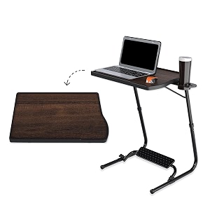 table magic pro-executive multipurpose laptop table mat finish wood textured top adjustable foldable footrest lightweight amp durable -  classic walnunt 