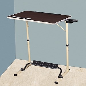 table magic adjustable height laptop table  laptop table for home office foldable desk  engineered wood top 60x45 cm  portable design with footrest  angle adjustable  wenge finish