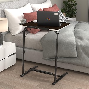 table magic xl pro - multipurpose laptop table mat finish with footrest foldable design ergonomic engineered wood top 60  45 cm 2-15- black
