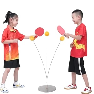 table tennis trainer set for kids portable ping pong training toy with elastic rebound shaft amp stable base indoor outdoor sports game easy assembly birthday gift for boys amp girls age 4-10 years