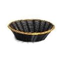 Tablecraft 8" Round Black Vinyl Basket w/Gold Metal Trim [Set of 12]