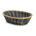 Tablecraft Black 9" Oblong Hand-Woven Basket w/ Gold Metal Trim