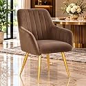 TABOO Velvet Dining Chair | Upholstered Accent Arm Chair | Soft Cushioned Seat with Backrest | Modern Velvet Fabric Chair with Metal Legs | Living Room, Bedroom, Study, Café &amp; Restaurant Chair | Brown