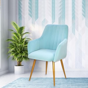 taboo velvet dining chair set of 2  upholstered accent arm chairs  soft cushioned seat with backrest  modern velvet fabric chairs with metal legs  living room bedroom caf amp restaurant  skyblue