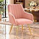 TABOO Velvet Dining Chair | Upholstered Accent Arm Chair | Soft Cushioned Seat with Backrest | Modern Velvet Fabric Chair with Metal Legs | Living Room, Bedroom, Study, Café &amp; Restaurant Chair | Peach