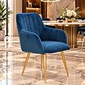 Taboo Velvet Dining Chair | Upholstered Accent Arm Chair | Soft Cushioned Seat with Backrest | Modern Velvet Fabric Chair with Metal Legs | Living Room, Bedroom, Study, Café & Restaurant Chair | Blue