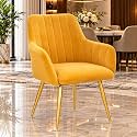 TABOO Velvet Dining Chair | Upholstered Accent Arm Chair | Soft Cushioned Seat with Backrest | Modern Velvet Fabric Chair with Metal Legs | Living Room, Bedroom, Study, Café &amp; Restaurant Chair| Yellow