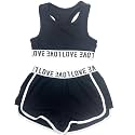 TACKTIMES 2Pcs Girls Sleeveless Crop Top with Shorts Outfit Set for Athletic Leotard Dancing Swimming Gymnastics Dancewear