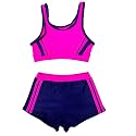 TACKTIMES 2Pcs Girls Sleeveless Crop Top with Shorts Outfit Set for Athletic Leotard Dancing Swimming Gymnastics Dancewear